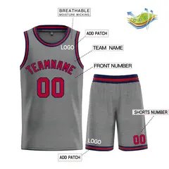 Dark Gray Maroon-Navy Classic Bull Sets Basketball Jersey 3