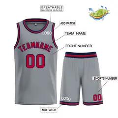 Dark Gray Maroon-Navy Classic Bull Sets Basketball Jersey 3
