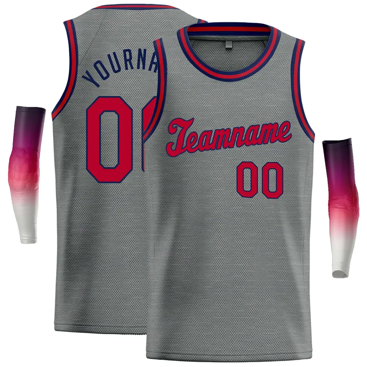 Dark Gray Maroon-Navy Classic Casual Basketball Jersey