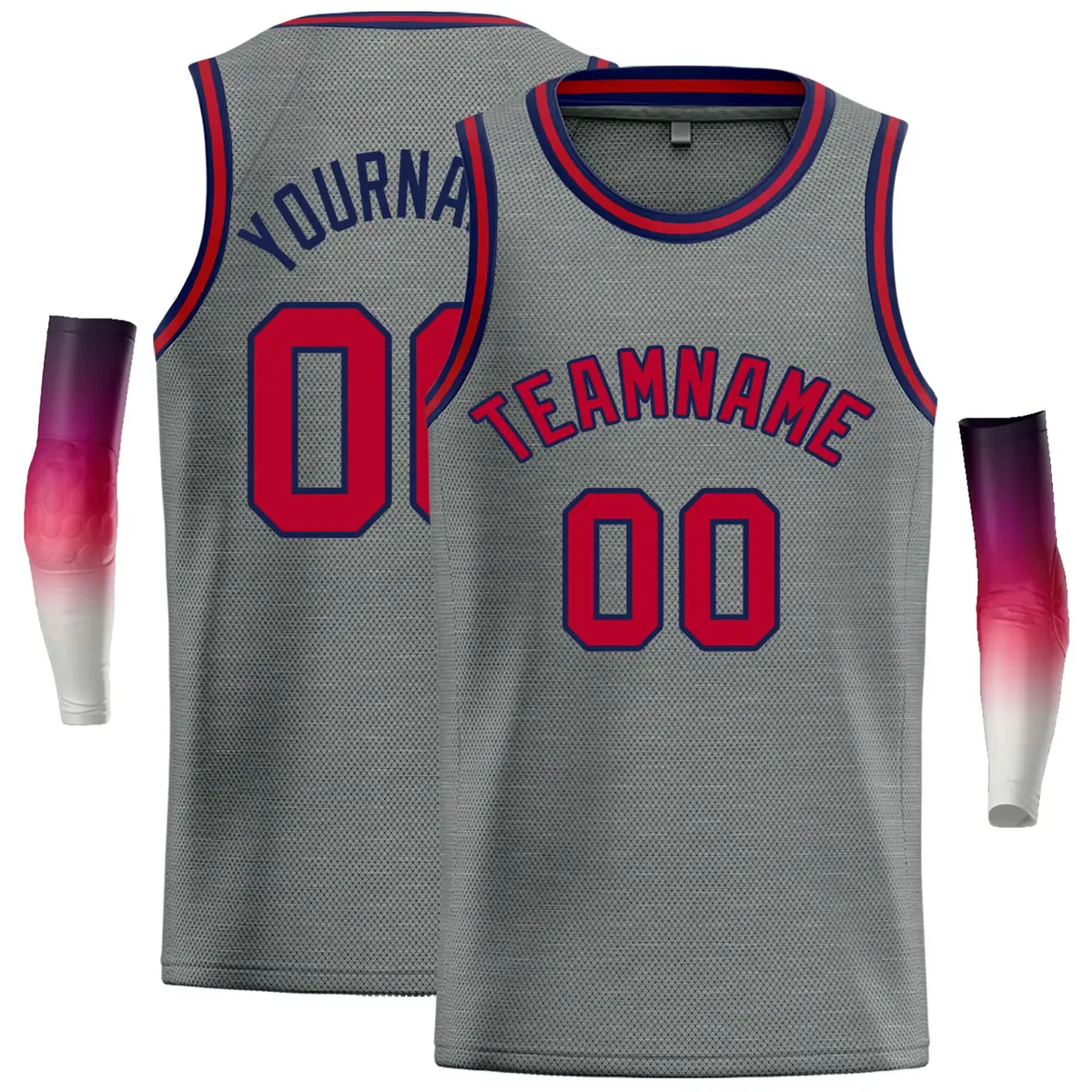 Dark Gray Maroon-Navy Classic Casual Basketball Jersey