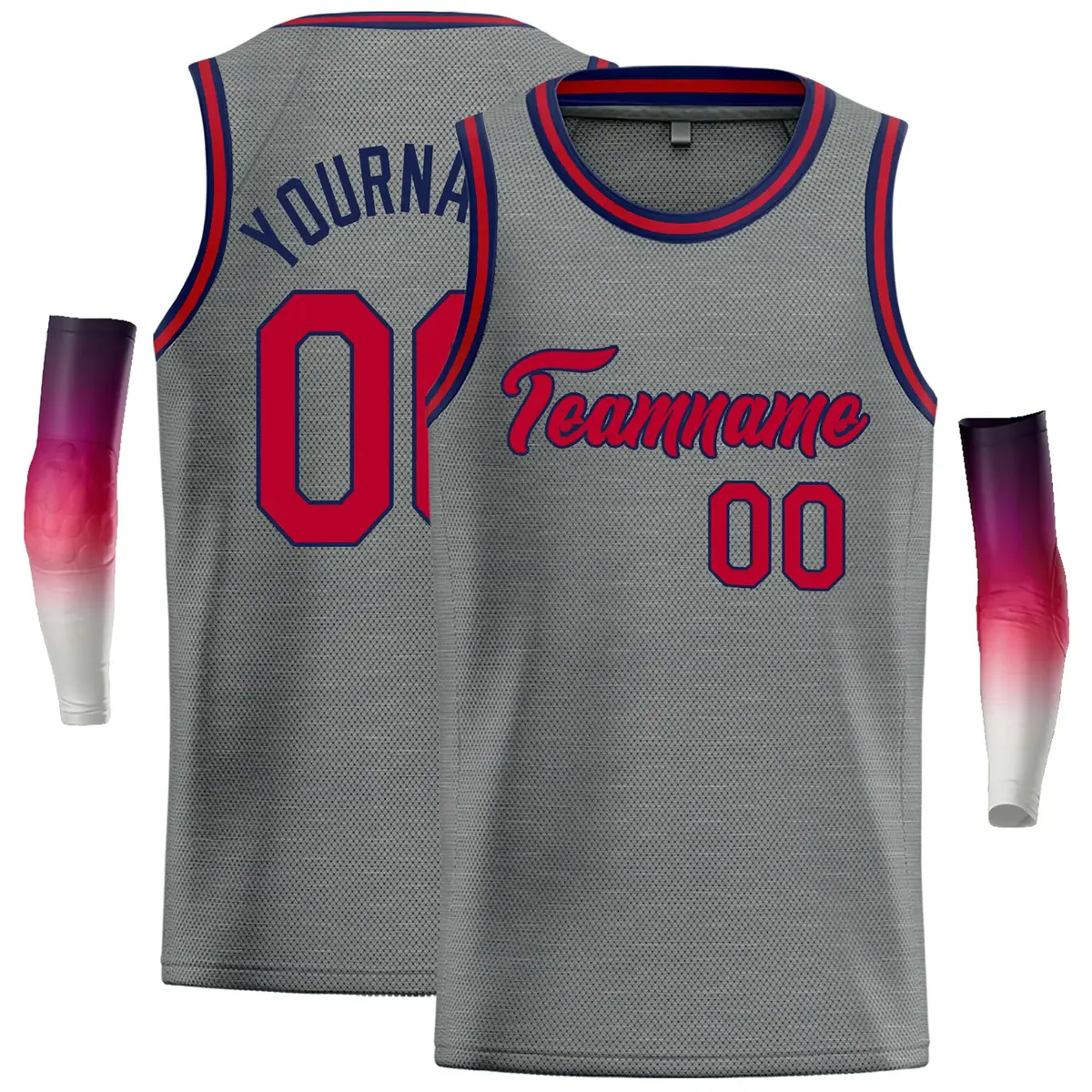 Dark Gray Maroon-Navy Classic Casual Basketball Jersey