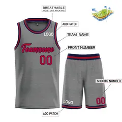 Dark Gray Maroon-Navy Heal Basketball Jersey Uniform Set 3