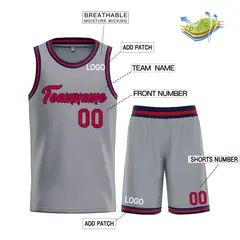 Dark Gray Maroon-Navy Heal Basketball Jersey Uniform Set 3