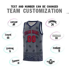 Dark Gray Navy Cashew Pattern Basketball Uniform Jersey 18