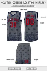 Dark Gray Navy Cashew Pattern Basketball Uniform Jersey 19
