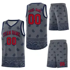 Dark Gray Navy Cashew Pattern Basketball Uniform Jersey 20