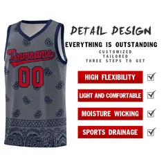 Dark Gray Navy Cashew Pattern Basketball Uniform Jersey 23