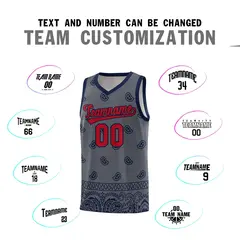 Dark Gray Navy Cashew Pattern Basketball Uniform Jersey 25