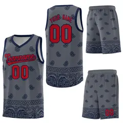 Dark Gray Navy Cashew Pattern Basketball Uniform Jersey 27