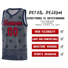 Dark Gray Navy Cashew Pattern Basketball Uniform Jersey 30