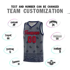 Dark Gray Navy Cashew Pattern Basketball Uniform Jersey 32