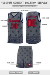 Dark Gray Navy Cashew Pattern Basketball Uniform Jersey 33