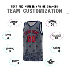 Dark Gray Navy Cashew Pattern Basketball Uniform Jersey 39