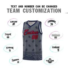 Dark Gray Navy Cashew Pattern Basketball Uniform Jersey 4