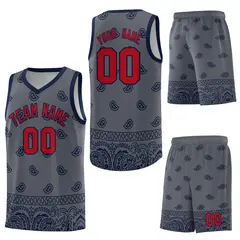 Dark Gray Navy Cashew Pattern Basketball Uniform Jersey 41