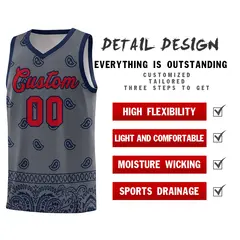 Dark Gray Navy Cashew Pattern Basketball Uniform Jersey 9