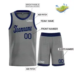 Dark Gray Navy Classic Basketball Uniform Jersey 3