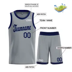 Dark Gray Navy Classic Basketball Uniform Jersey 3