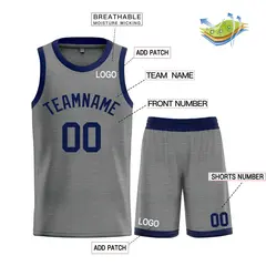 Dark Gray Navy Classic Bull Sets Basketball Jersey 3