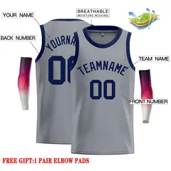 Dark Gray Navy Classic Casual Basketball Jersey 2