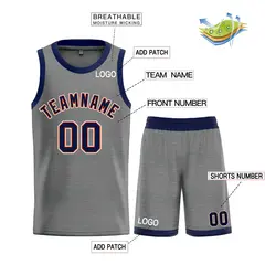 Dark Gray Navy-Orange Classic Bull Sets Basketball Jersey 3