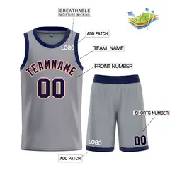 Dark Gray Navy-Orange Classic Bull Sets Basketball Jersey 3