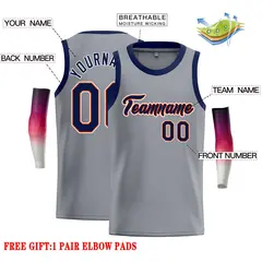 Dark Gray Navy-Orange Classic Casual Basketball Jersey 2
