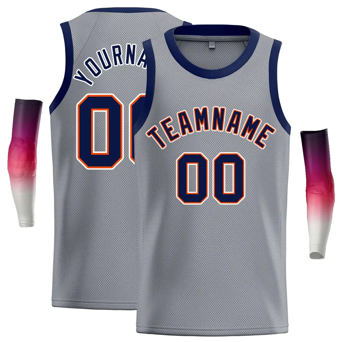 Dark Gray Navy-Orange Classic Casual Basketball Jersey