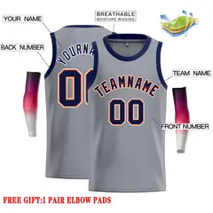 Dark Gray Navy-Orange Classic Casual Basketball Jersey 2