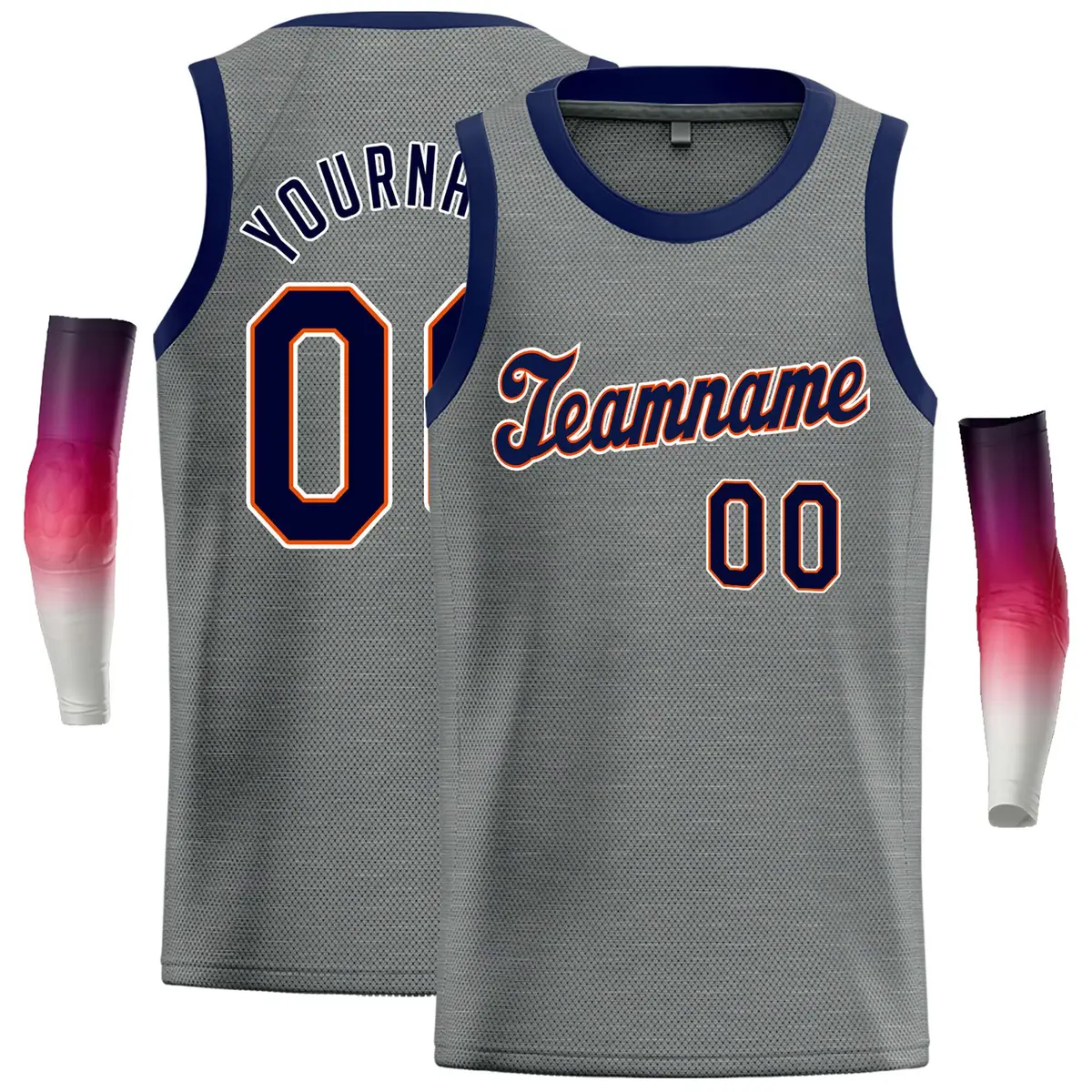 Dark Gray Navy-Orange Classic Casual Basketball Jersey