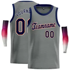 Dark Gray Navy-Orange Classic Casual Basketball Jersey 1