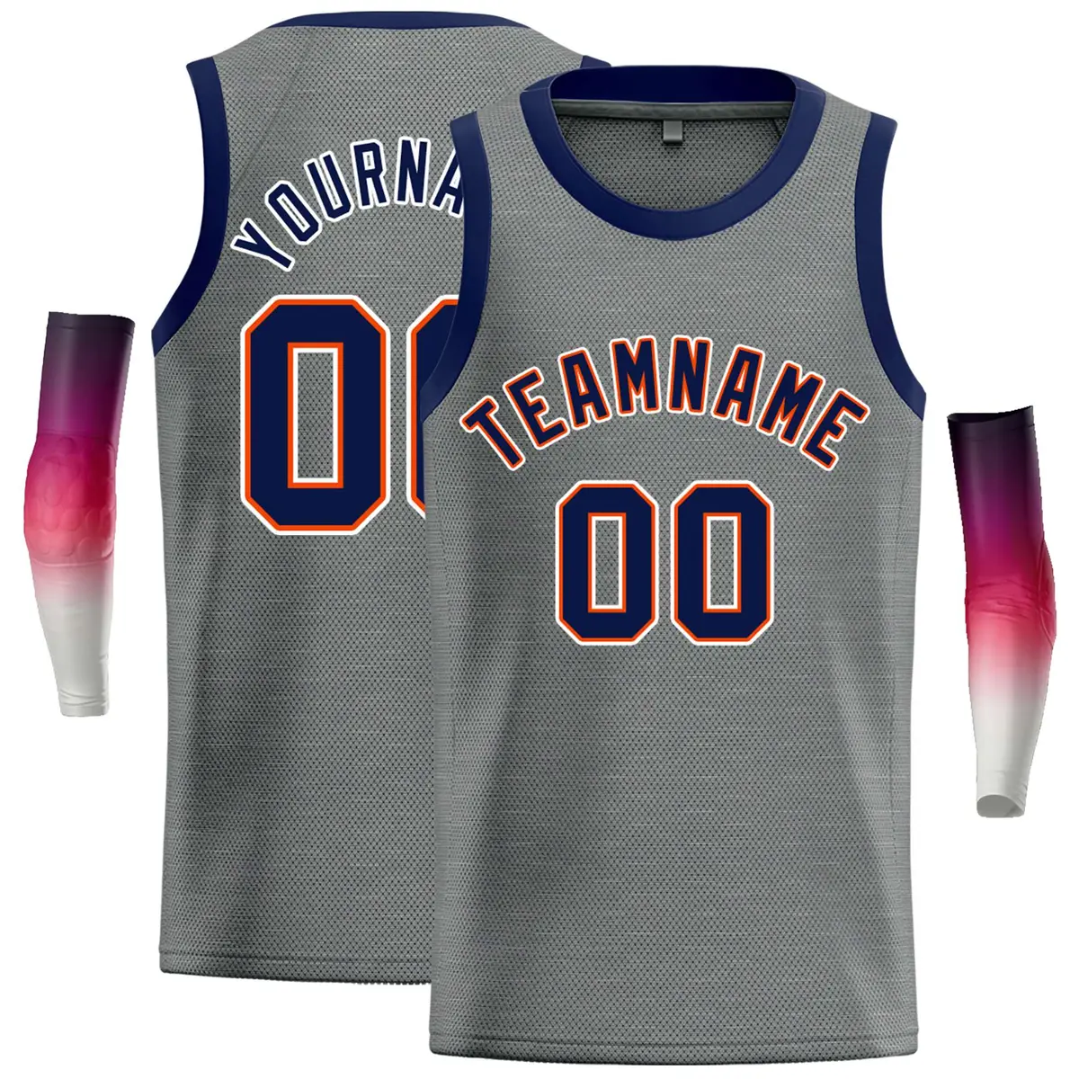 Dark Gray Navy-Orange Classic Casual Basketball Jersey