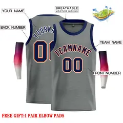 Dark Gray Navy-Orange Classic Casual Basketball Jersey 2