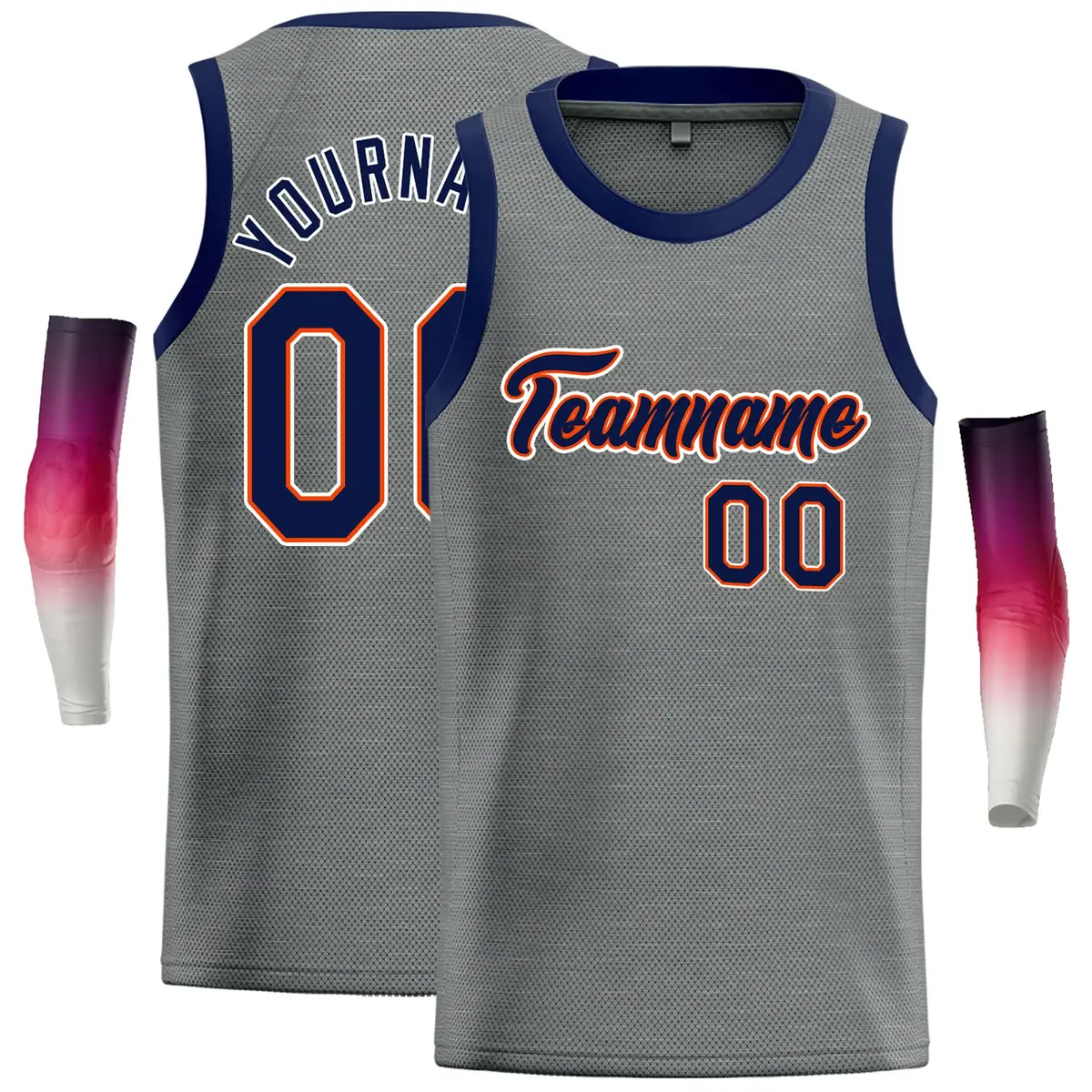 Dark Gray Navy-Orange Classic Casual Basketball Jersey
