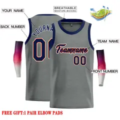 Dark Gray Navy-Orange Classic Casual Basketball Jersey 2
