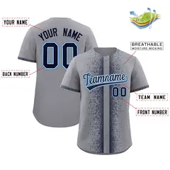 Dark Gray Navy Phonetic Rhythm Authentic Baseball Jersey 2