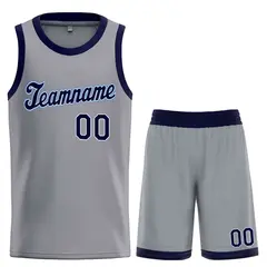 Dark Gray Navy-Powder Blue Classic Basketball Jersey