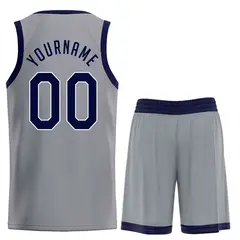 Dark Gray Navy-Powder Blue Classic Basketball Jersey 2