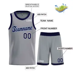 Dark Gray Navy-Powder Blue Classic Basketball Jersey 3