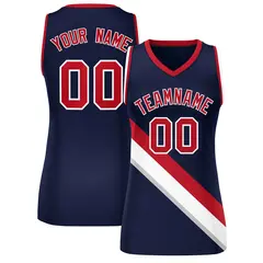 Dark Gray Navy-Red Thick Slash Mesh Basketball Jersey