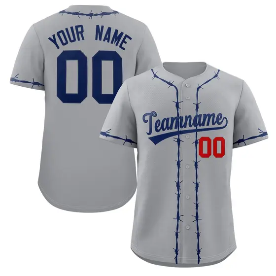 Dark Gray Navy Thorns Ribbed Baseball Jersey