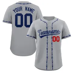 Dark Gray Navy Thorns Ribbed Baseball Jersey 1