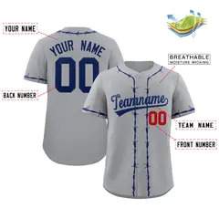 Dark Gray Navy Thorns Ribbed Baseball Jersey 2