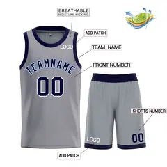 Dark Gray Navy-White Classic Bull Sets Basketball Jersey 3