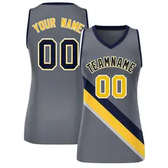 Women's Dark Gray Navy-White Thick Slash Mesh Basketball Jersey 1