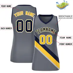 Women's Dark Gray Navy-White Thick Slash Mesh Basketball Jersey 2