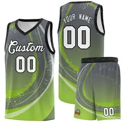 Dark Gray Neon Green Galaxy Graffiti Pattern Basketball Jersey
