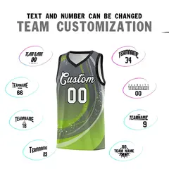 Dark Gray Neon Green Galaxy Graffiti Pattern Basketball Jersey 3