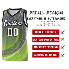 Dark Gray Neon Green Galaxy Graffiti Pattern Basketball Jersey 4