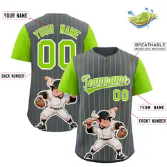 Dark Gray Neon Green Stripe Animals Graffiti Raglan Baseball Jersey 2